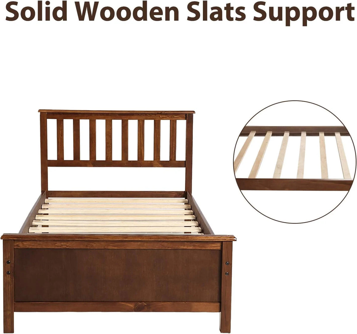 Wood Platform Bed Frame with Headboard and Footboard D564280