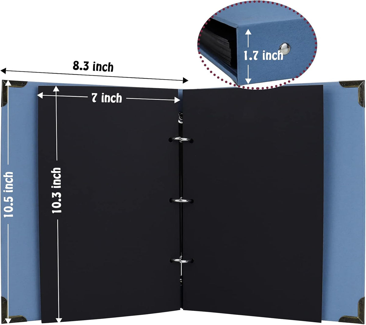 60 Pages Hardcover 8.5x11 Inches 3 Rings Removable Black Paper Scrapbook Photo Album Kit B447