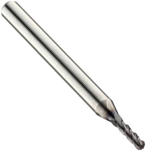 Carbide Ball Nose End Mill, TiAlN Finish, 30 Degree Helix, 4 Flutes A980536