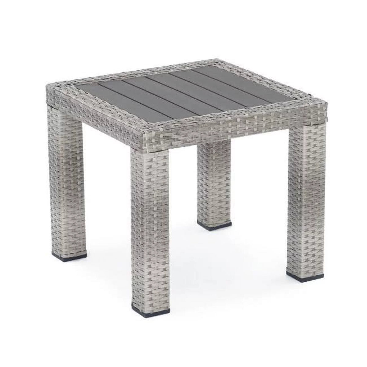 20 in. Gray Faux Wood Wicker Outdoor Side Table A8766