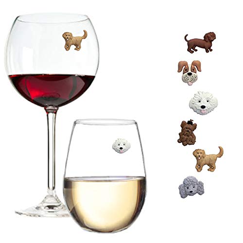 Set of 6 Dog Wine Charms for Stemless Glasses Y395259