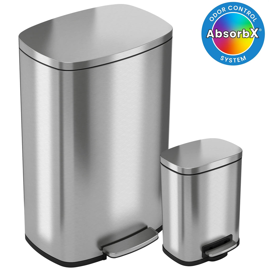 13.2 Gallon and 1.32 Gallon Stainless Steel Step Trash Can U473204