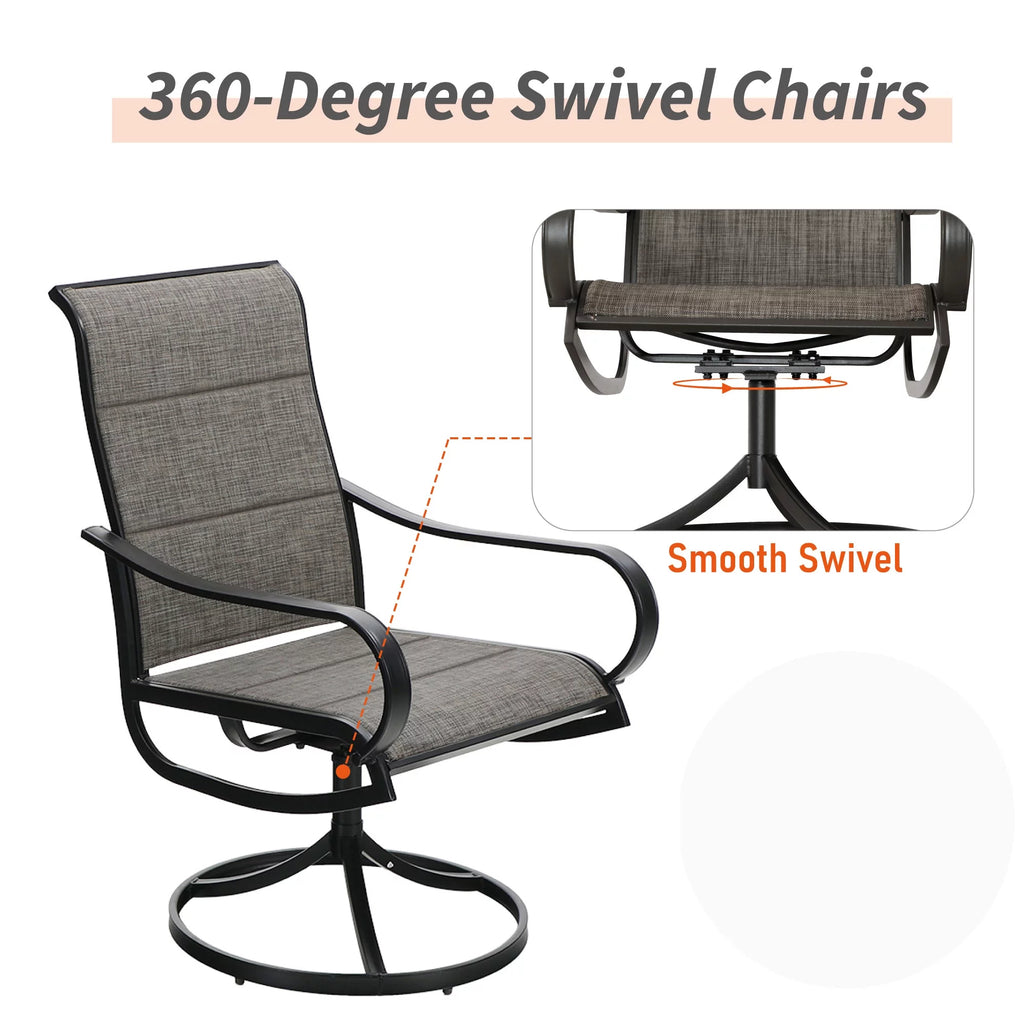 9 Piece Metal Outdoor Patio Dining Set with Swivel Chairs and Extendable Table C550