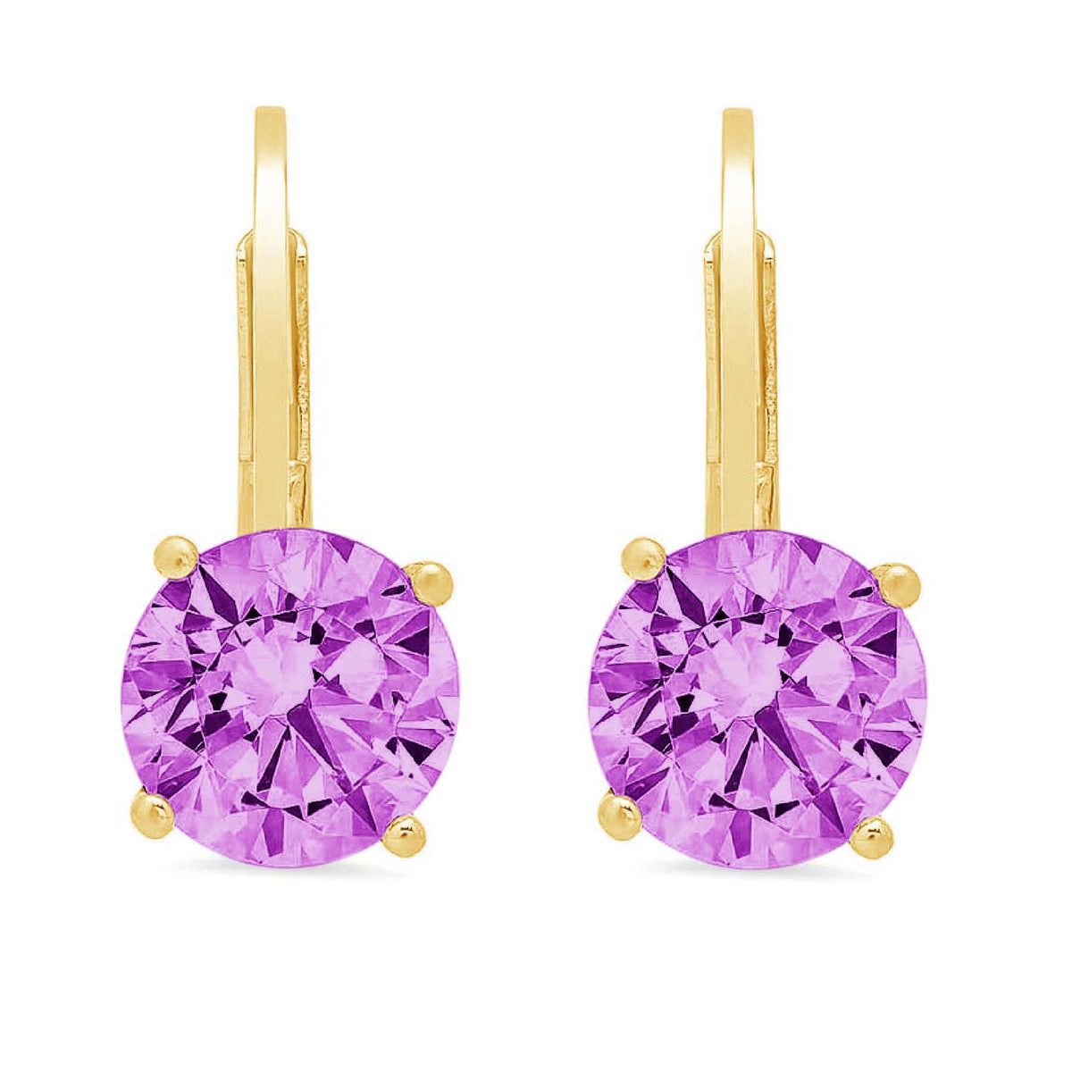 1.5 ct Purple Simulated Alexandrite 18k Yellow Gold Earrings Lever Back I2931