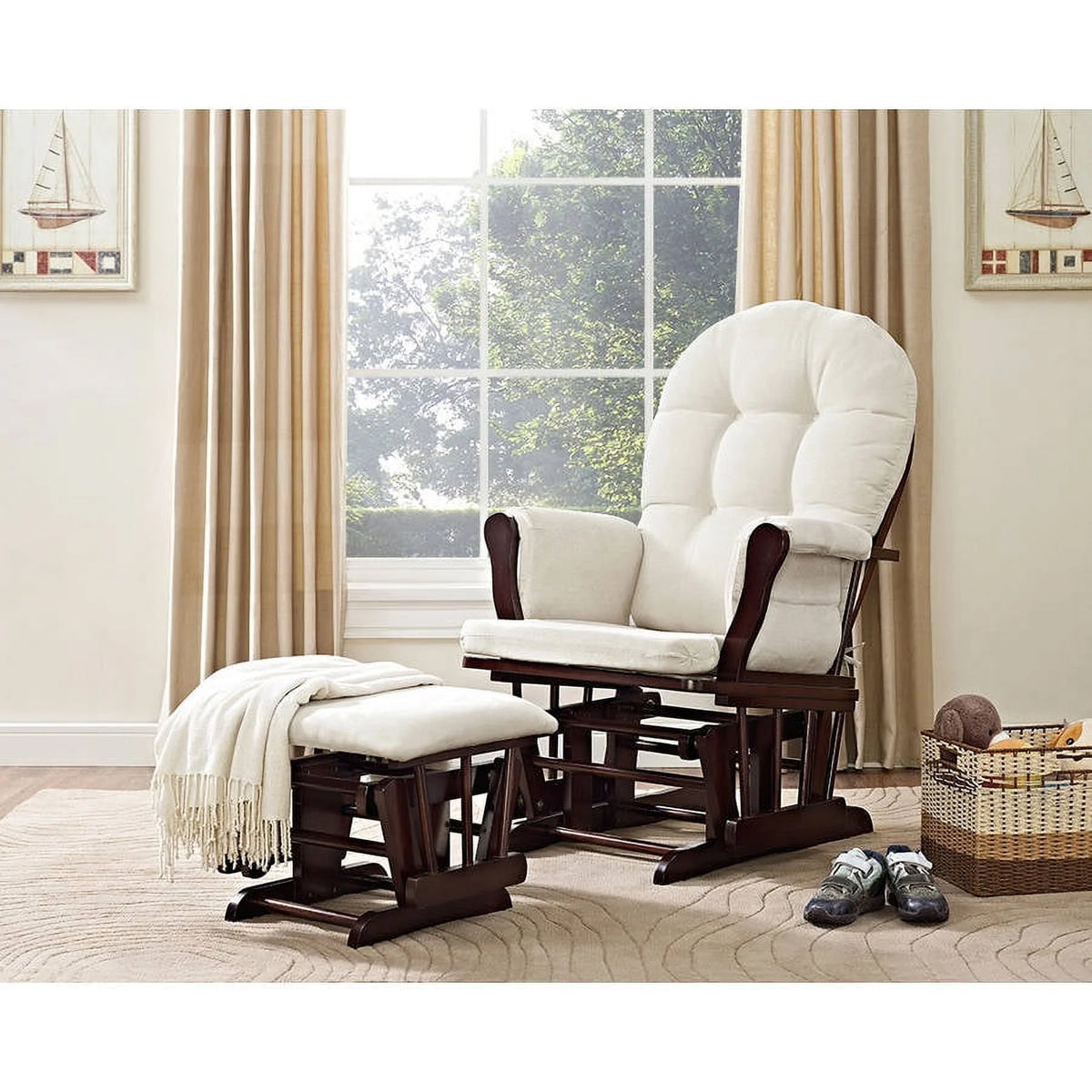 Windsor Glider and Ottoman, Natural w/ Beige Cushion K472555