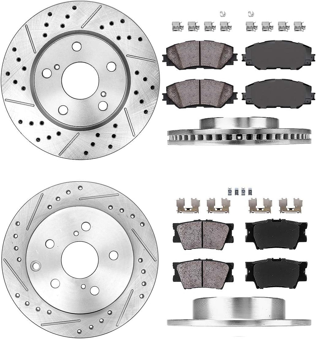 5 Lug Rotors + Ceramic Brake Pads + Clips O75839