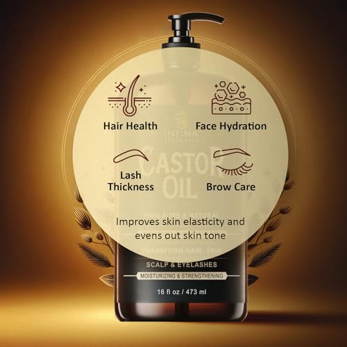 16 fl oz Cold Pressed Castor Oil in Glass Bottle C523
