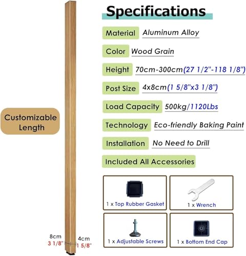 Wood Grain Screen Partition Post Aluminum Alloy P1408