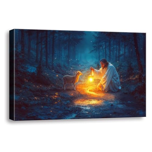 Jesus and Lamb Canvas Wall Art F735