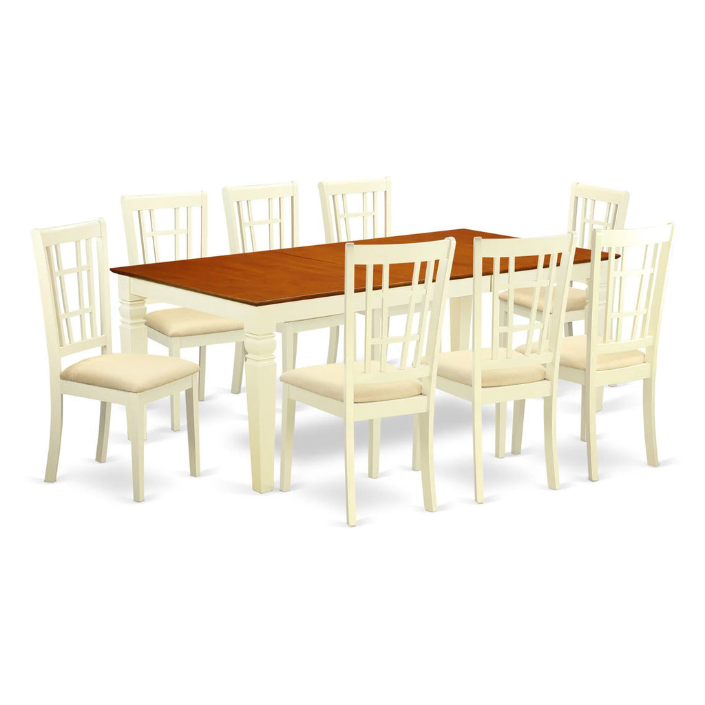 9 Pc Black Dining Room Set with Dining Table and 8 Linen Dining Chairs Z21123