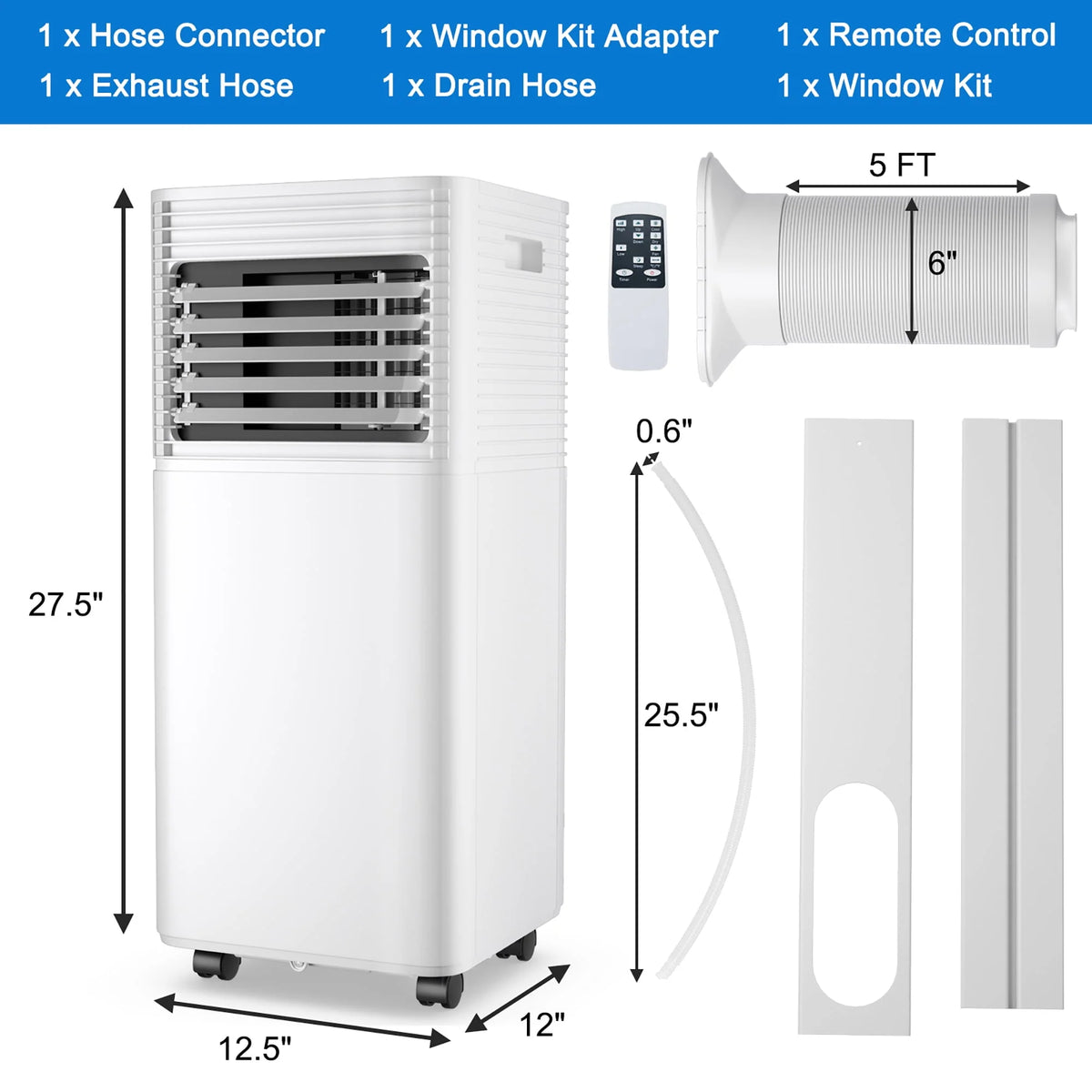 5000 BTU Portable Air Conditioner 3-in-1 Black S75956