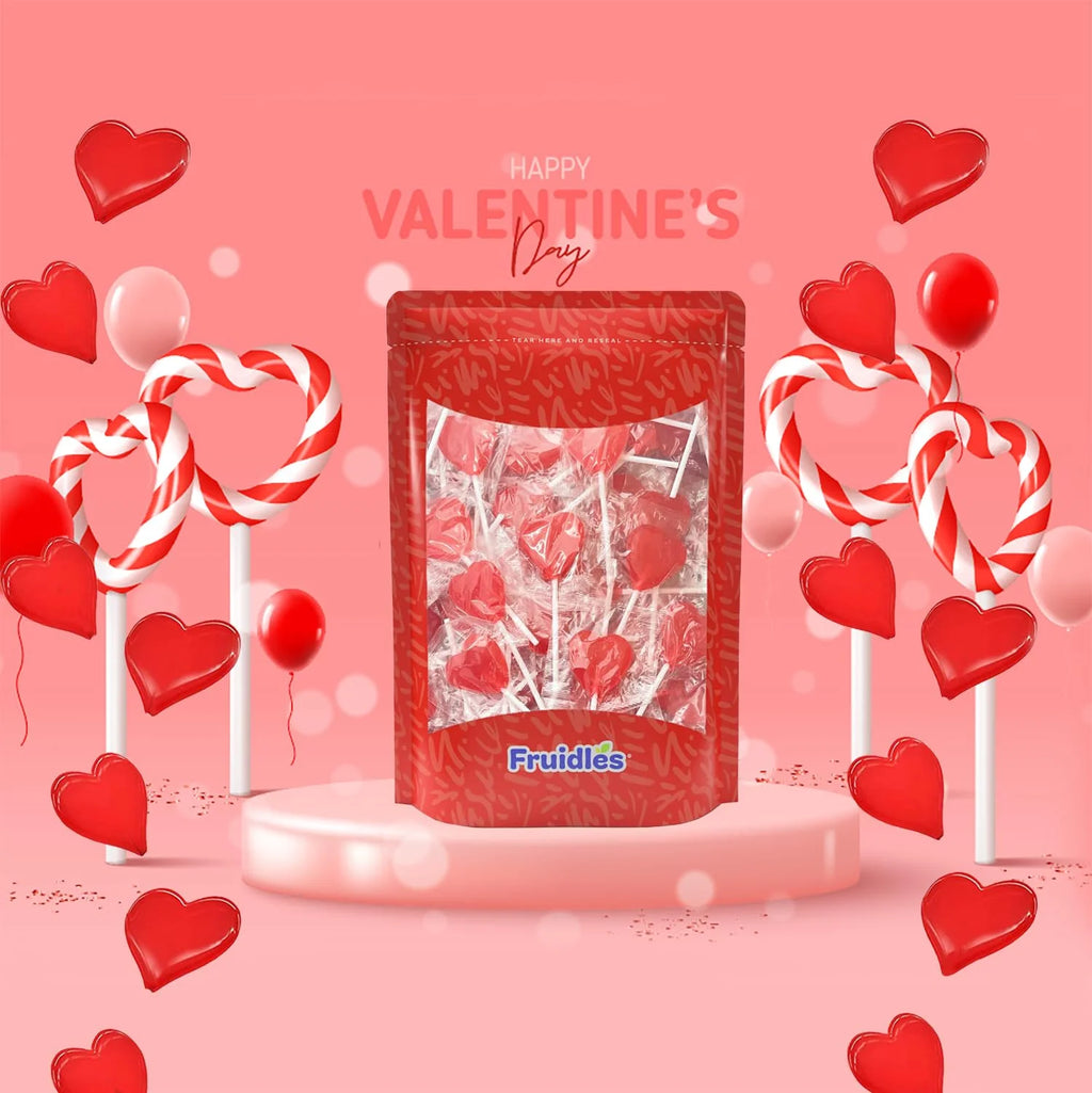 Red Heart Shaped Hard Candy Lollipops 10 Pounds M864