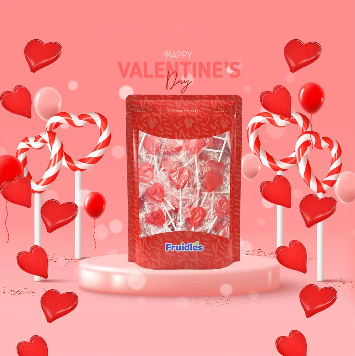 Red Heart Shaped Hard Candy Lollipops 10 Pounds M864