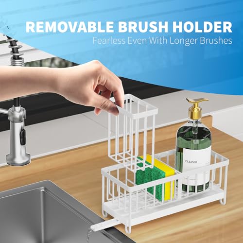 Gold Stainless Steel Sponge Holder with Brush Holder B9065