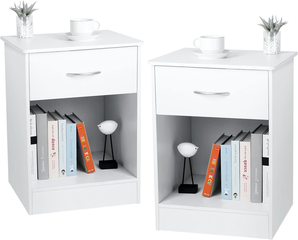 Black Nightstand with Drawers and Shelf A572302