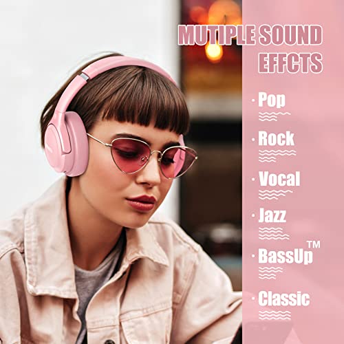 Bluetooth Headphones Over Ear, 65H Playtime, 6 EQ Music Modes, Wireless Headphones with Microphone, Foldable Lightweight Headsets, Deep Bass I77464