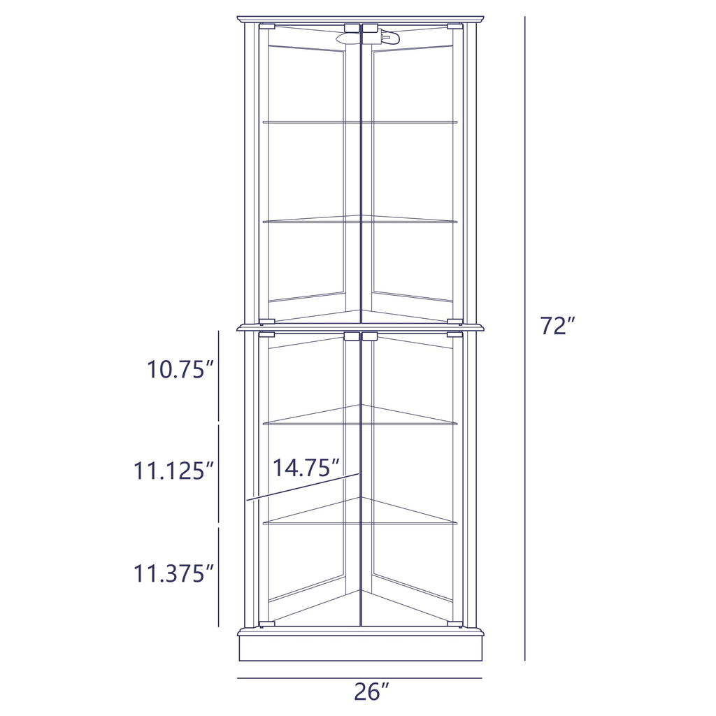 Cherry Lighted Corner Curio Cabinet with Tempered Glass Door Q306436
