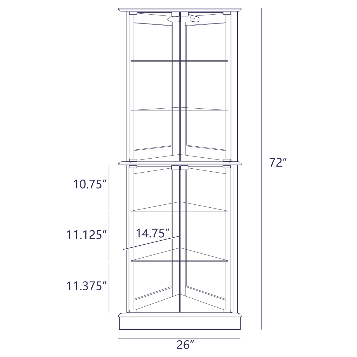 Cherry Lighted Corner Curio Cabinet with Tempered Glass Door Q306436