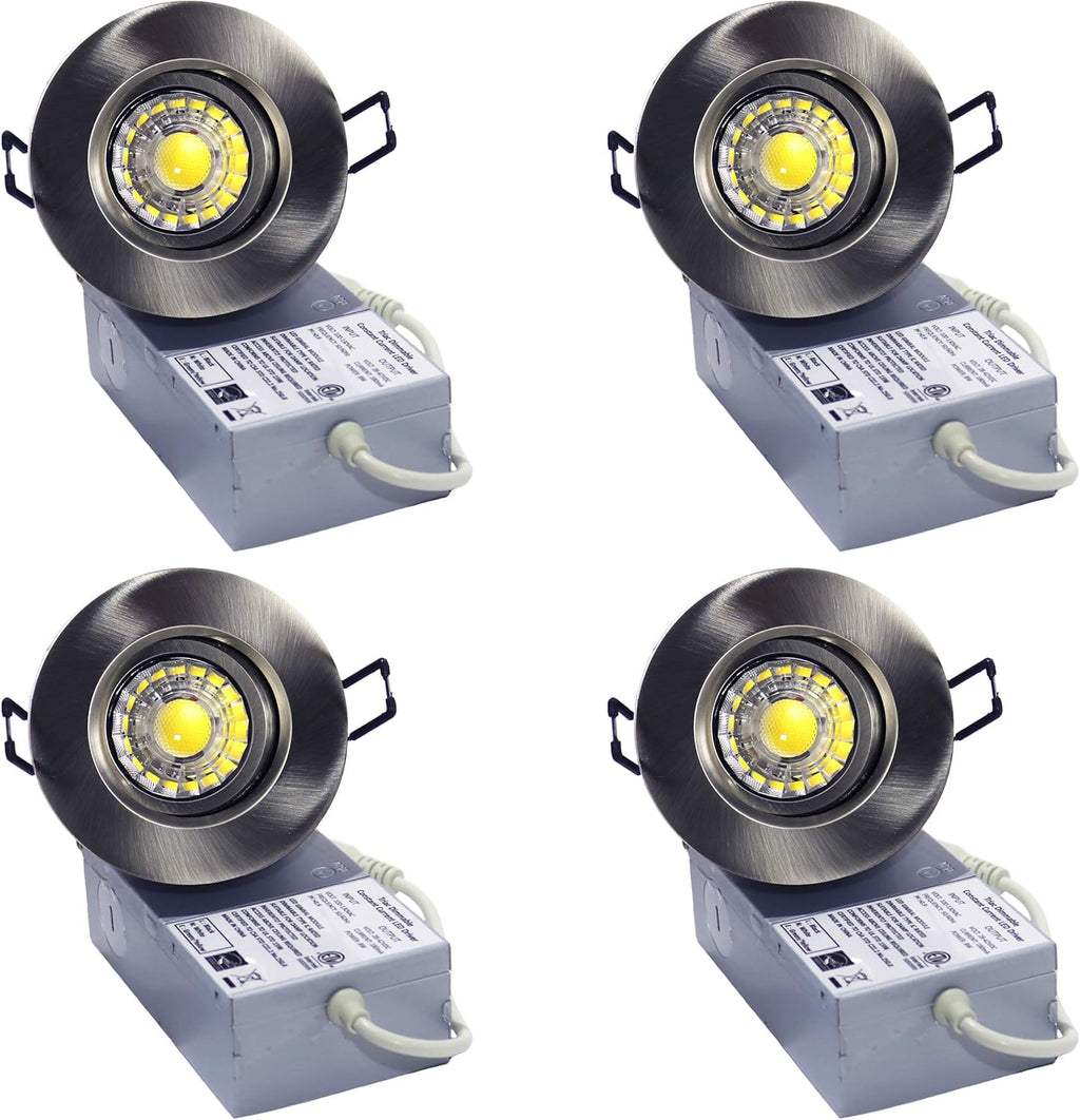 6-Pack 3 Inch 3000K LED Gimbal Downlight 8W 120V Dimmable 830Lm Brushed Nickel G590