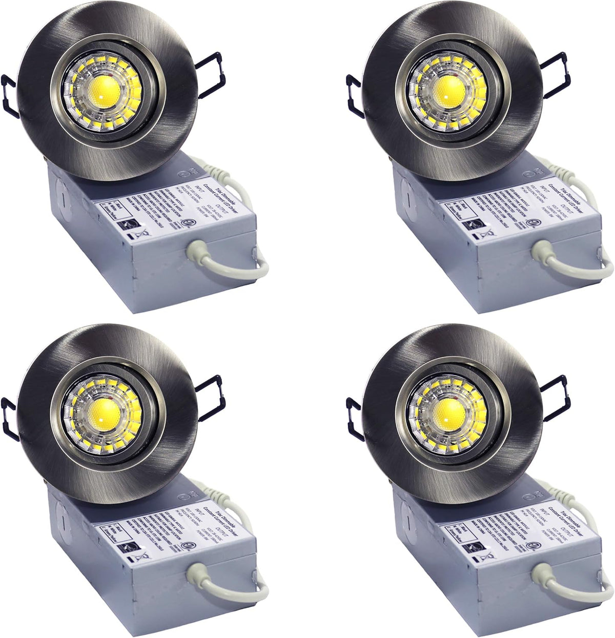 6-Pack 3 Inch 3000K LED Gimbal Downlight 8W 120V Dimmable 830Lm Brushed Nickel G590