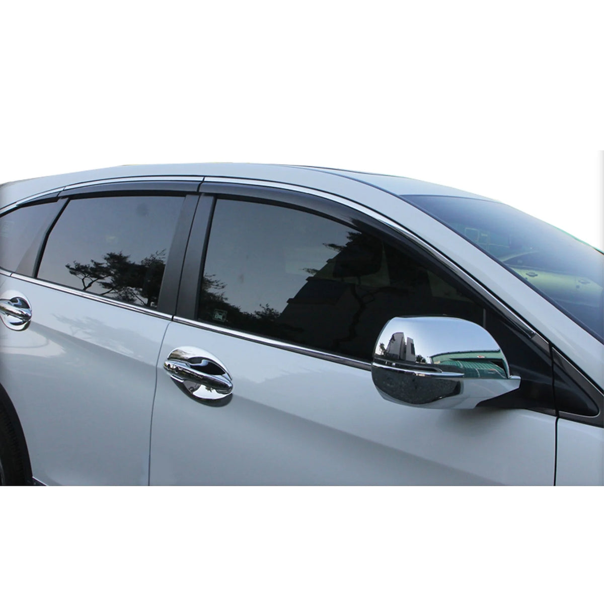 6PCS ABS Black Window Visors with Chrome Trim M423985