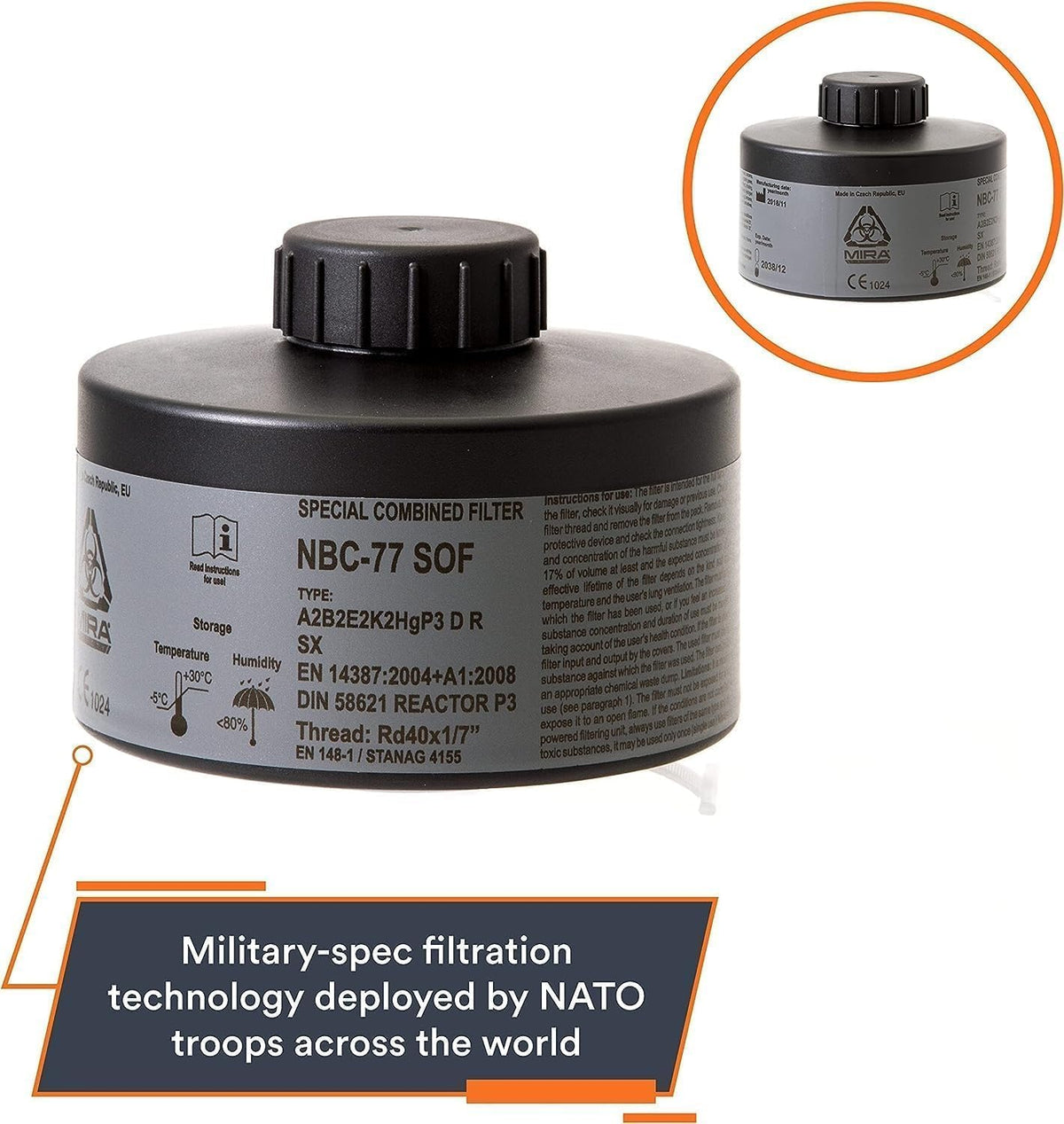 Single 40mm CBRN Gas Mask Filter L1873