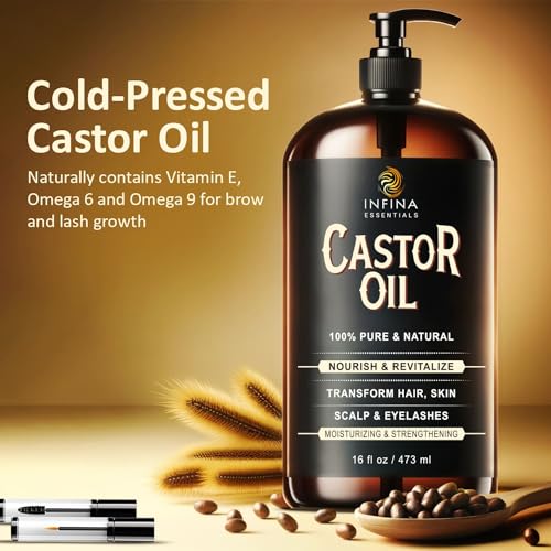 16 fl oz Cold Pressed Castor Oil in Glass Bottle C523