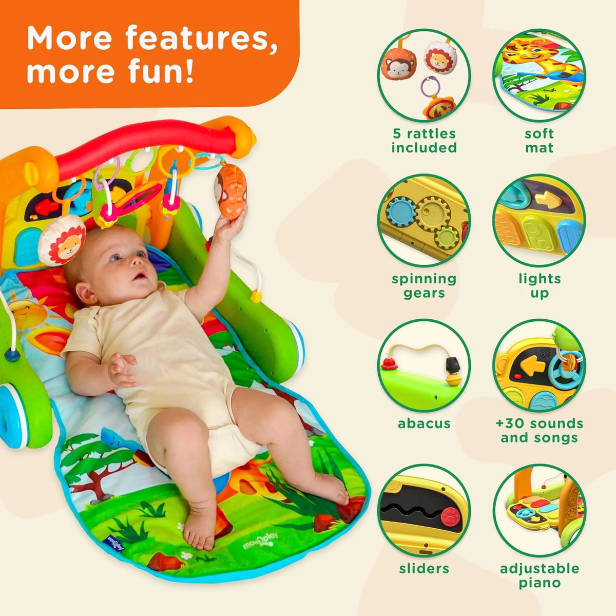 4-in-1 Baby Play Mat & Activity Center Gym Y120