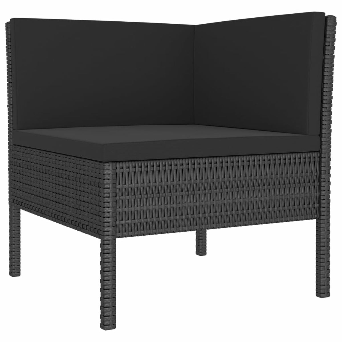 3 Piece Poly Rattan Outdoor Sectional Sofa Set with Cushions Steel Frame D6860
