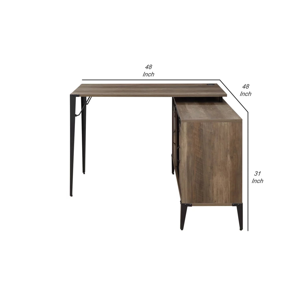 L Shaped Writing Desk with Sliding Barn Door G8933
