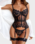 Women's Lace 4-Piece Bodysuit Set P7829