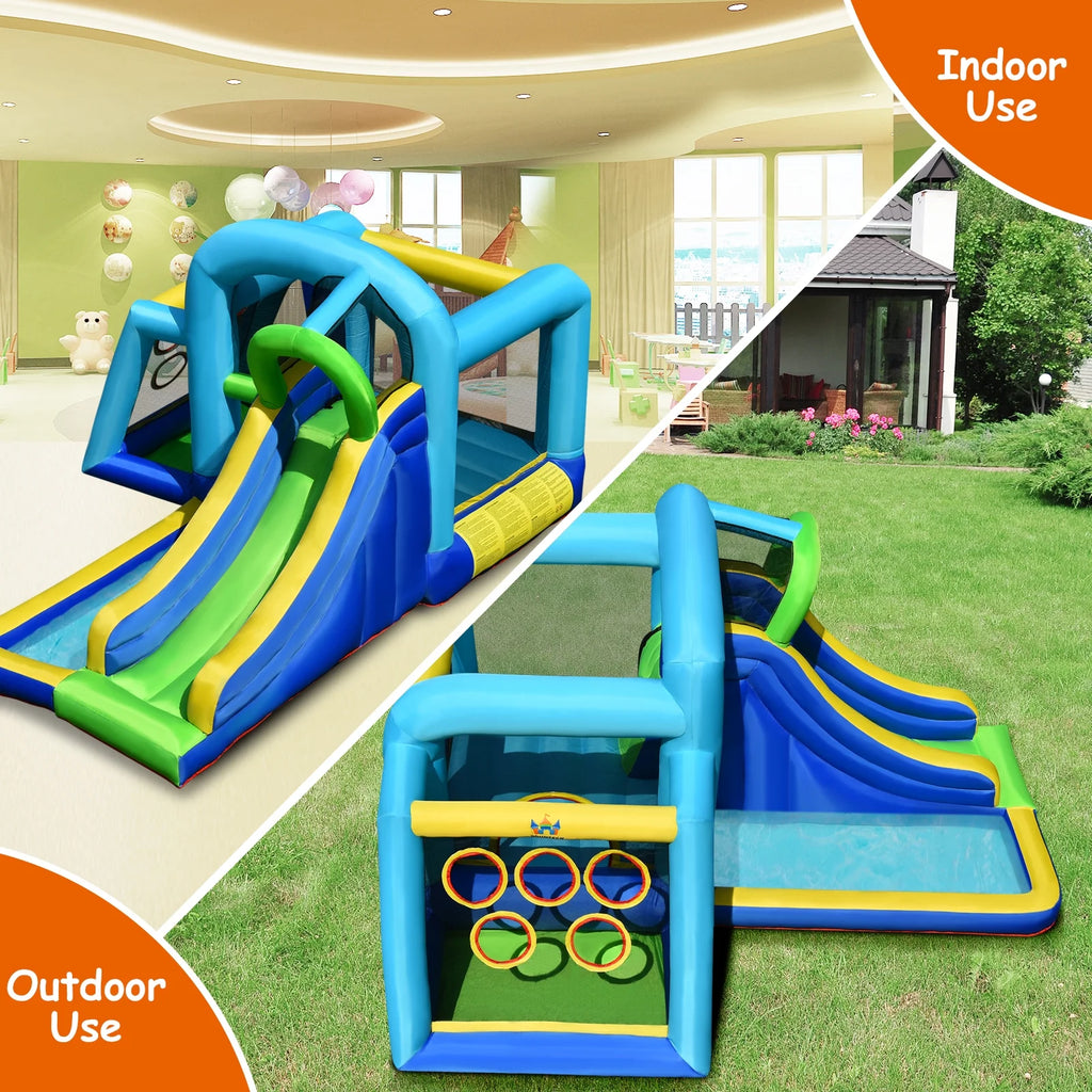 Inflatable Bouncer Climbing Bounce House Kids Slide Park Ball Pit with 550W Blower O48101