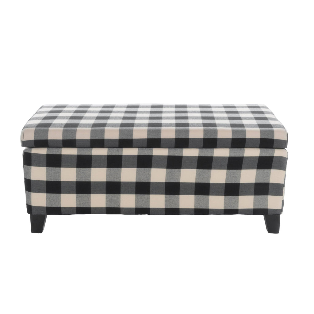 Black Checkerboard Storage Ottoman R849