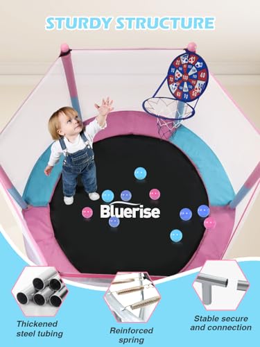 6FT Toddler Trampoline with Basketball Hoop and Enclosure Net G2912