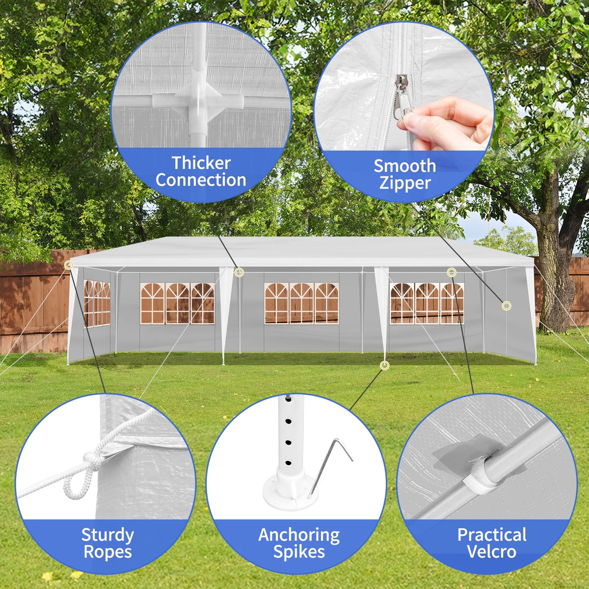 10'x30' Canopy Tent with Removable 5 Sidewall White B47466