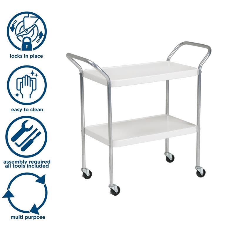 White 2 Tier Serving Cart G484798