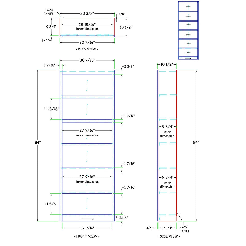 Cherry 6 Shelves Bookcase B994