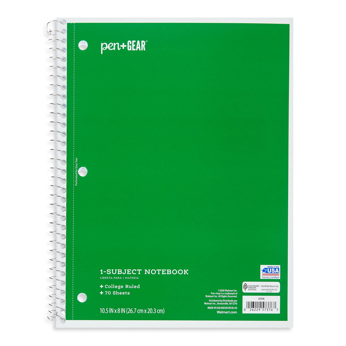 1-Subject College Ruled Notebook, Blue, 70 Sheets N6653