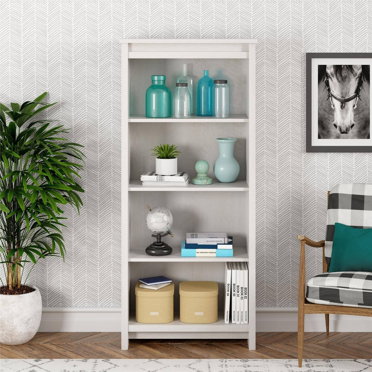 Ivory Oak 4 Shelf Bookcase X280