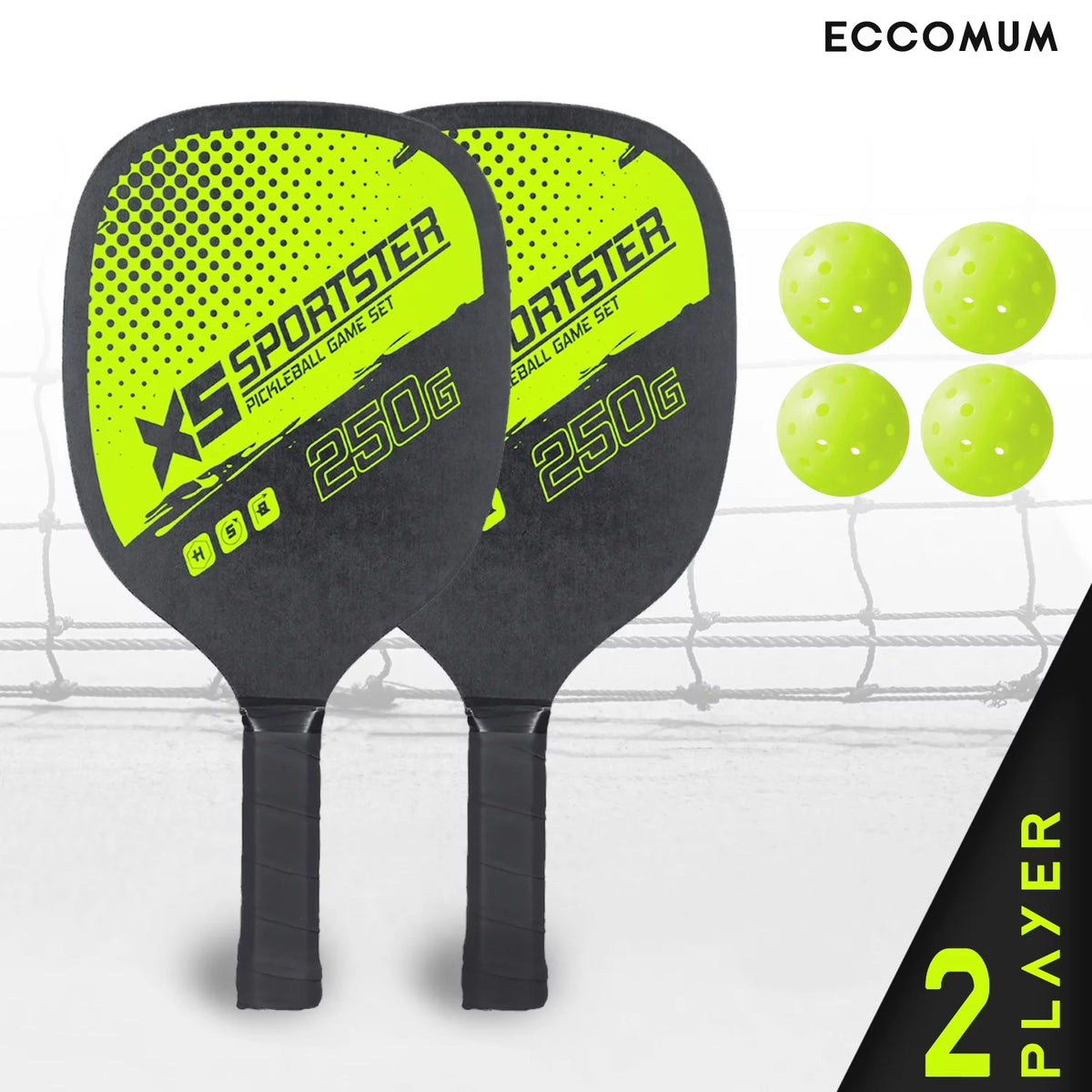 Pickleball Rackets Set of 2 Rackets and 4 Pickleballs M5541