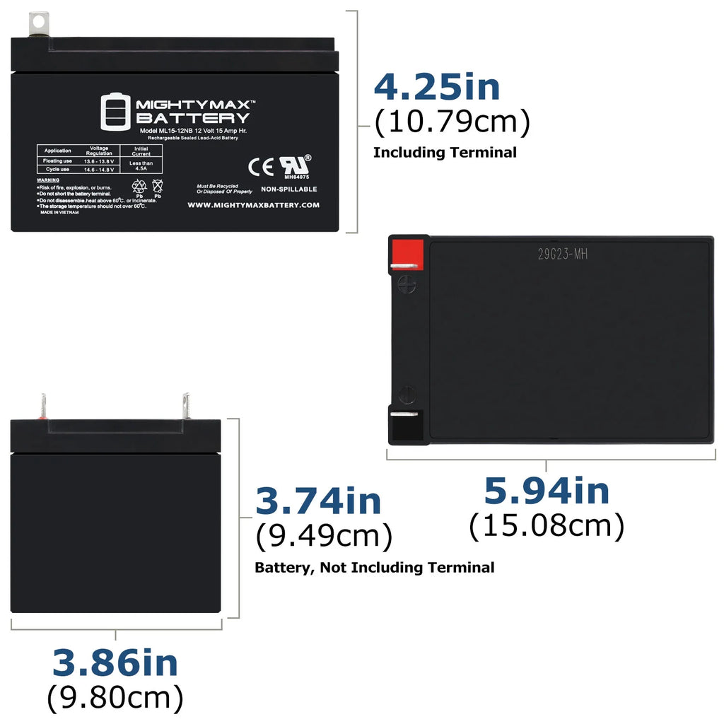 12V 15AH Replacement Battery - 6 Pack Y174146