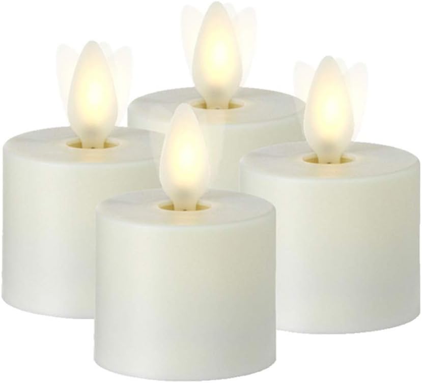 Ivory & White Moving Flame Tea Light Candle, Set of 4 Pack of 2 H596