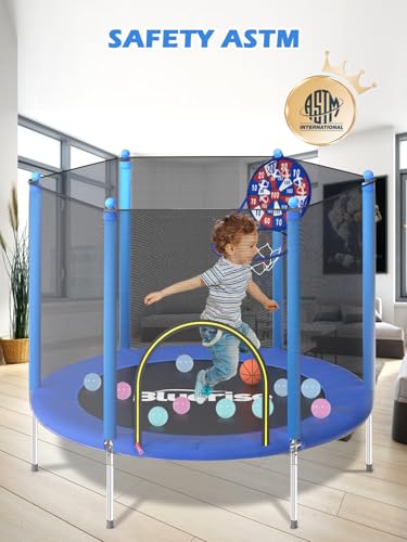 6FT Toddler Trampoline with Basketball Hoop and Enclosure Net G2912