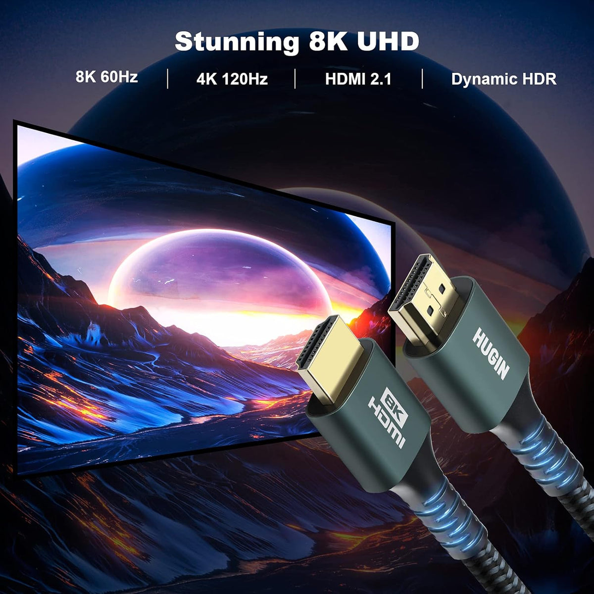 8K HDMI 2.1 Cable, 3FT 2 Pack 48Gbps Nylon Braided J86380