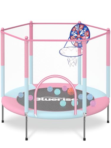 6FT Toddler Trampoline with Basketball Hoop and Enclosure Net G2912