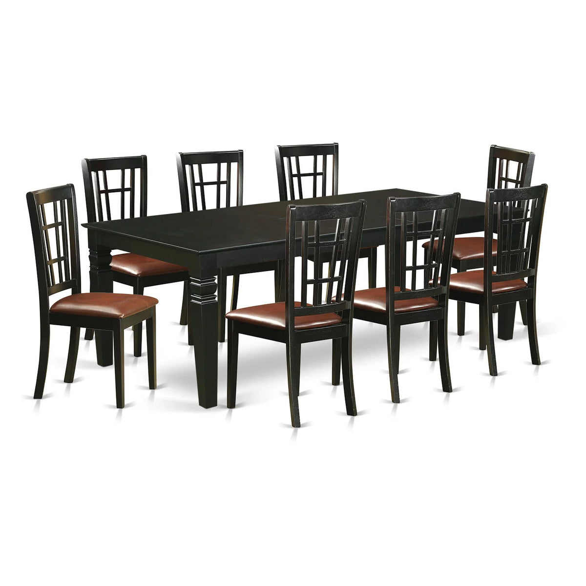 9 Pc Black Dining Room Set with Dining Table and 8 Linen Dining Chairs Z21123