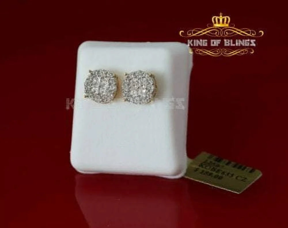 10k Yellow Gold Finish Silver Stud Earrings With Lab Created Diamond B83894