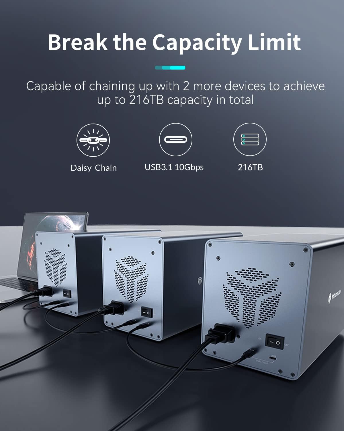 4 Bay Hard Drive Enclosure Aluminum Alloy USB3.0 to SATA3.0 External HDD SSD Storage Enclosure X7312