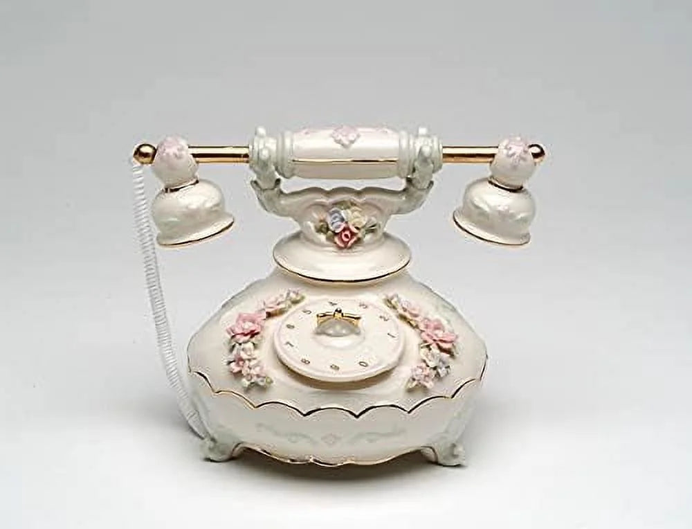 Fine Porcelain Musical Figurine Telephone Music Box, 6-1/4" L V745