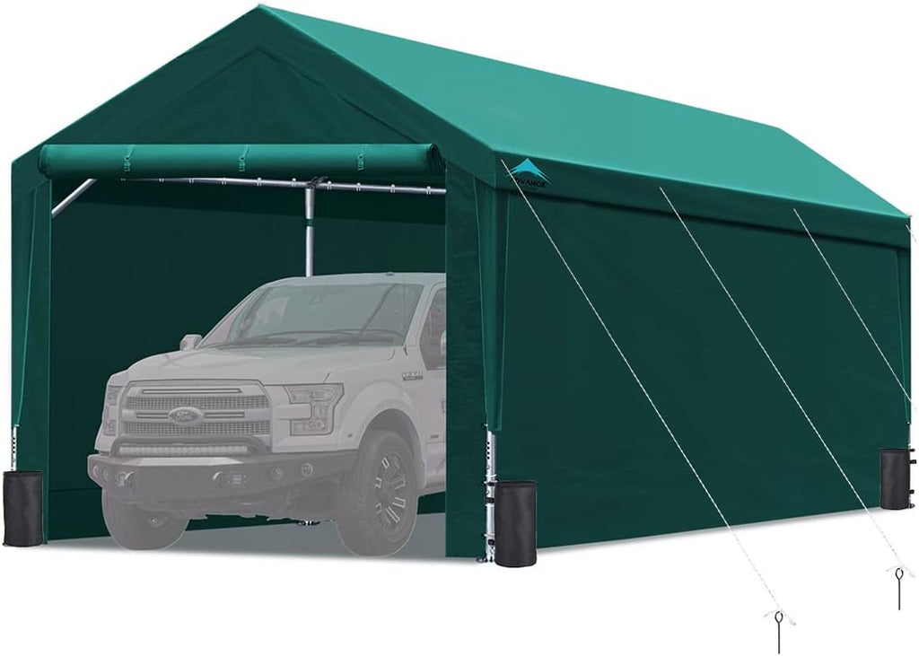 12x20 ft Heavy Duty Carport with Sidewalls and Doors D474088